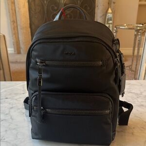 TUMI Voyageur Denver Black nylon backpack. Leather trim. NWT